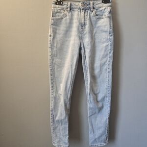 American Eagle Mom Jeans Women's 00 Blue Denim Stretch Straight Leg Medium Wash